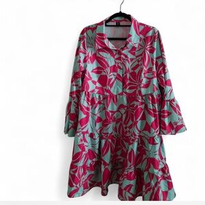 Pink and Green Floral Dress